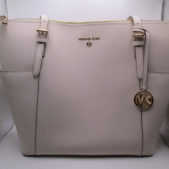 MICHAEL Michael Kors Large Saffiano Leather Top-Zip Tote Bag Cream - Picture 3 of 10